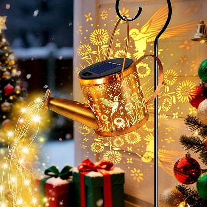 Solar Watering Can Lights, Hummingbird Decorative Hanging Lantern Solar Lights Outdoor Waterproof, Gifts for Mom Women Grandma Birthday, Retro Metal Garden Decor for Outside Yard Patio Lawn Porch
