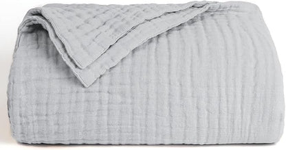 Love's cabin 6 Layer 100% Cotton Muslin Blanket, 50"x60" Throw Muslin Blanket for Couch Bed, Lightweight and Breathable Cotton Gauze for Adult, Light Grey