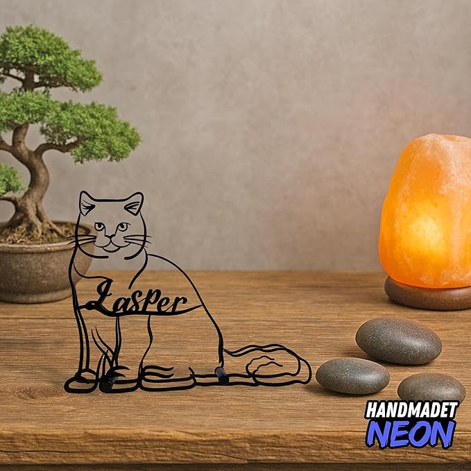 Personalized British Shorthair Cat Minimalist Sculpture, Custom Cats Name Metal Desk Decor, Aesthetic Table Sign Gifts For Officer, Friends, Animal Lover, Kids, Mom, Dad