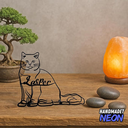 Personalized British Shorthair Cat Minimalist Sculpture, Custom Cats Name Metal Desk Decor, Aesthetic Table Sign Gifts For Officer, Friends, Animal Lover, Kids, Mom, Dad