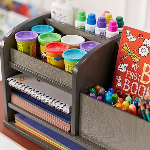 ECR4Kids Tabletop Supplies Storage Center, Teacher Caddy, Grey Wash