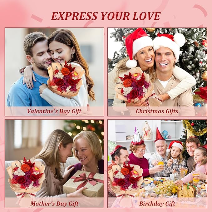 Flowers for Delivery Prime Preserved Flowers Bouquets That Last 3-5 Years Real Forever Flowers Rose Bouquet Mothers Day Gifts for Mom Anniversary Birthday Gift for Her Women Mom Grandma Wife Friends