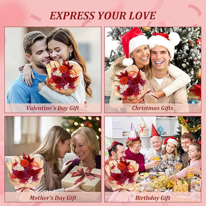 Flowers for Delivery Prime Preserved Flowers Bouquets That Last 3-5 Years Real Forever Flowers Rose Bouquet Mothers Day Gifts for Mom Anniversary Birthday Gift for Her Women Mom Grandma Wife Friends