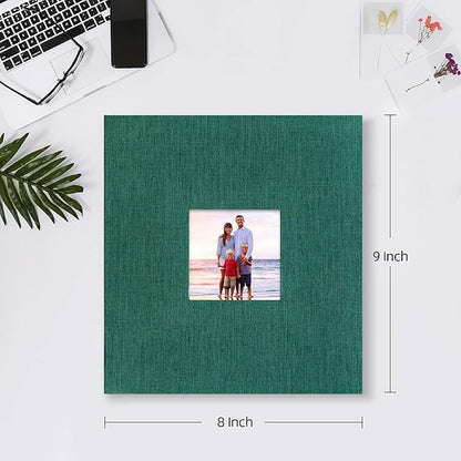 Mublalbum Small Photo Album 4x6 200 Photos Linen Cover Picture Book with Horizontal Pockets for Wedding Family Anniversary and Baby (Dark Green)