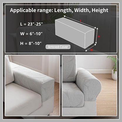 Couch Covers for Sectional Sofa, Washable Stretch Soft Sofa Cushion Covers L Shape Sofa Slipcovers Anti Slip Furniture Decor Protector for Pets (1PC Armrest Cover,Light Gray)