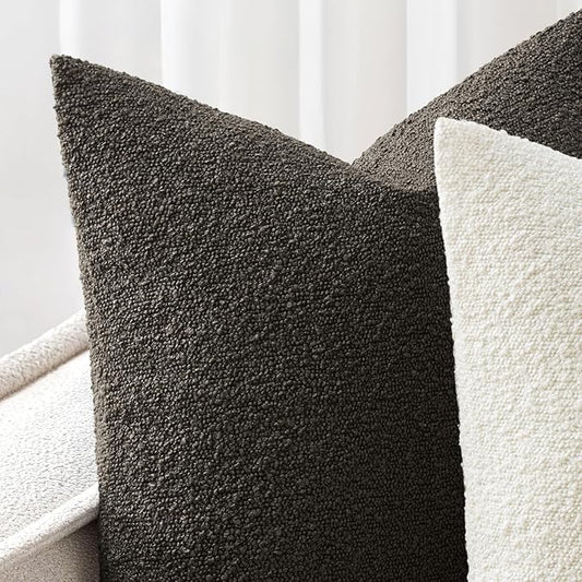 Woaboy Pack of 2 20x20 Inch Decorative Boucle Throw Pillow Covers Textured Square Pillowcaes Accent Solid Cozy Soft Cushion Covers Home Decor for Sofa Couch Living Room Home Decor,Charcoal
