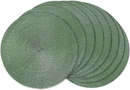 AHHFSMEI Round Braided Placemats 15 Inch Round Table Mats for Dining Tables Natural Woven Heat Resistant Place mats Set of 8 (Olive Green,8)