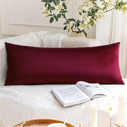 Artscope Luxury Velvet Lumbar Pillow Cover Super Soft Decorative Rectangle Throw Pillow Covers Case Cushion Covers for Sofa Couch Bedroom Car Decor 14x36 Inch Wine Red