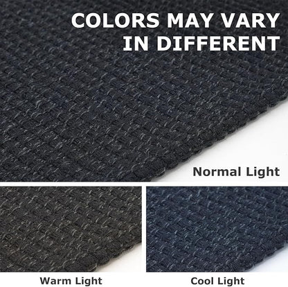 IOHOUZE Washable Area Rug 5x7 Non Slip Rubber Backed Rugs for Living Room, Dining Room Rugs Bedroom Rug, Woven Indoor Floor Carpet for Living Room Nursery Office, Black/Grey
