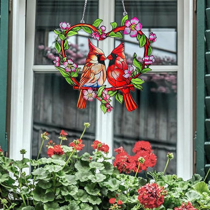 Stained Glass Window Hanging Cardinal Suncatcher, Red Cardinal Gifts for Women, velaboll 10 inch Cardinal Decor for Home Decor, Garden, Patio, Gift for Nature and Bird Lovers