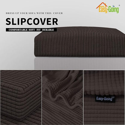 Easy-Going Stretch Cushion Cover Sofa Cushion Furniture Protector Sofa Seat Sofa slipcover Sofa Cover Soft Flexibility with Elastic Bottom(Sofa Cushion, Chocolate)