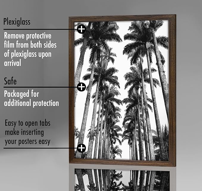 Americanflat 22x28 Poster Frame with Polished Plexiglass - Wide Picture Frames Made of Engineered Wood for Vertical or Horizontal Wall Display - Epic Collection - Mahogany