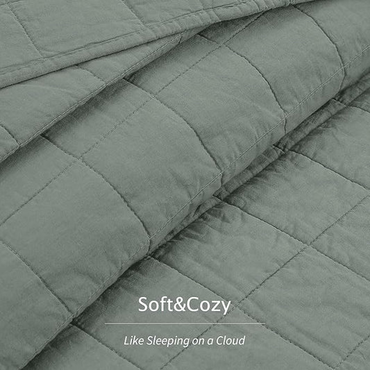 100% Cotton Quilt Sets Queen Size- Soft Lightweight Quilt Bedding Set for Bedroom Decor- Bedspread in Geometric Pattern with 2 Pillow Shams for All Season, 90x98 inches