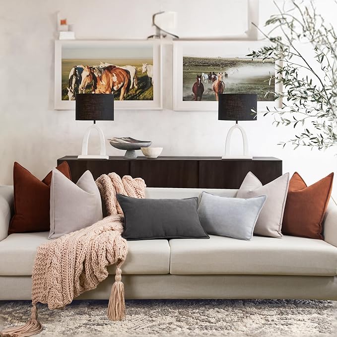 ZWJD Rust Throw Pillow Covers 16x16 Set of 2 Chenille Fall Pillow Covers with Elegant Design Soft and Luxurious Decorative Throw Pillows for Couch, Bed, and Home Decor