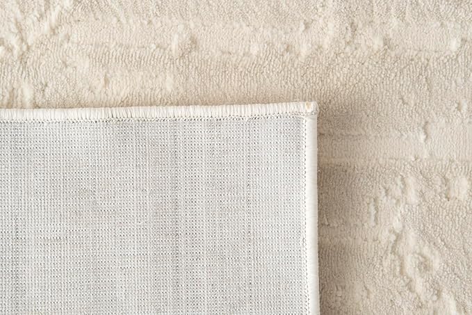 Revival Rugs Ebb 6'7"x9' Washable Area Rug for Living Room Bedroom - 100% Recycled Oeko-TEX Certified, Medium Pile, Beige, Cream