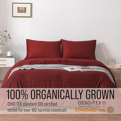Bella Coterie Luxury Bamboo Viscose 34” Split Top King Size Sheet Set | 1 Fitted Sheet for Sleep Number & Adjustable Beds | 100% Organically Grown | Cooling & Soft | 18” Deep Pocket [Merlot]