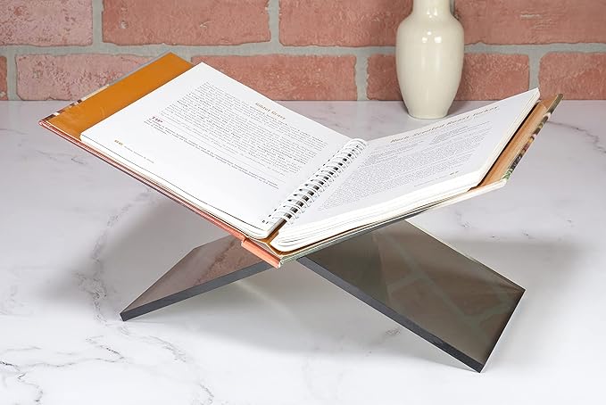 Red Co. Transparent Grey Acrylic Book Holder 2 Piece Reading Stand for Open and Closed Books, Magazines, Textbooks 6" x 11" x 6"