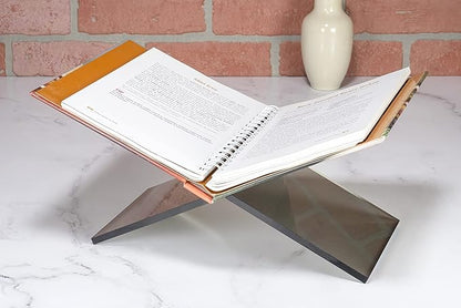 Red Co. Transparent Grey Acrylic Book Holder 2 Piece Reading Stand for Open and Closed Books, Magazines, Textbooks 6" x 11" x 6"