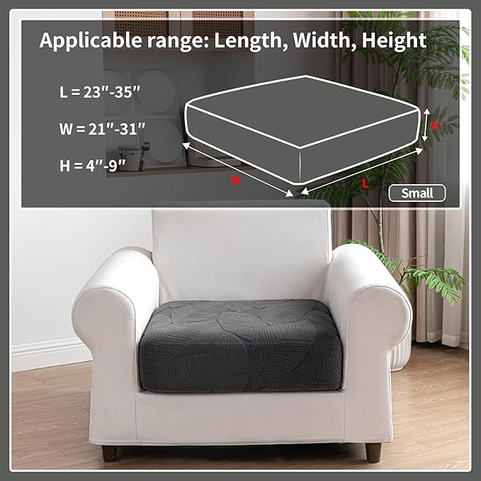 Couch Covers for Sectional Sofa, Washable Stretch Soft Sofa Cushion Covers L Shape Sofa Slipcovers Anti Slip Furniture Decor Protector for Pets (1PC Chair Cushion Cover,Dark Gray)