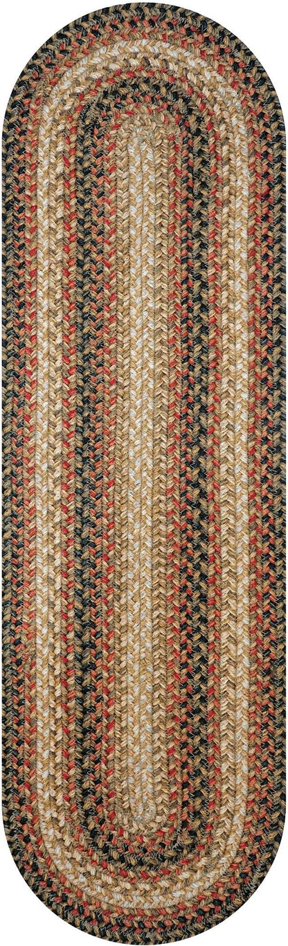 Homespice Russet Jute Braided Table Runner, Warm Country Decor, Set of 2, Multicolor Oval 8x28 - Rich Colors, Easy to Clean, Durable and Protects Furniture