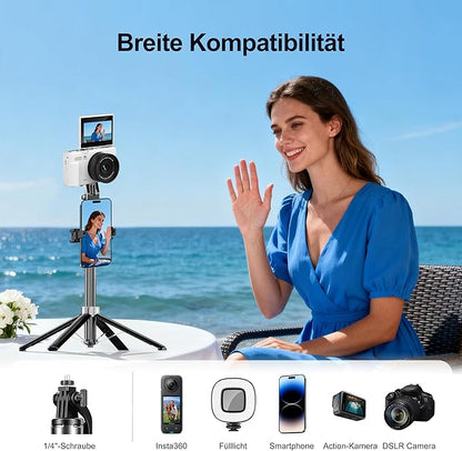 FOURPILLARS Magnetic Phone Tripod, 53" Selfie Stick Tripod for iPhone with Remote & 2 in 1 Magnetic Holder, 360° Rotating Portable Cell Phone Stand for Video Recording, Compatible with Android, Camera