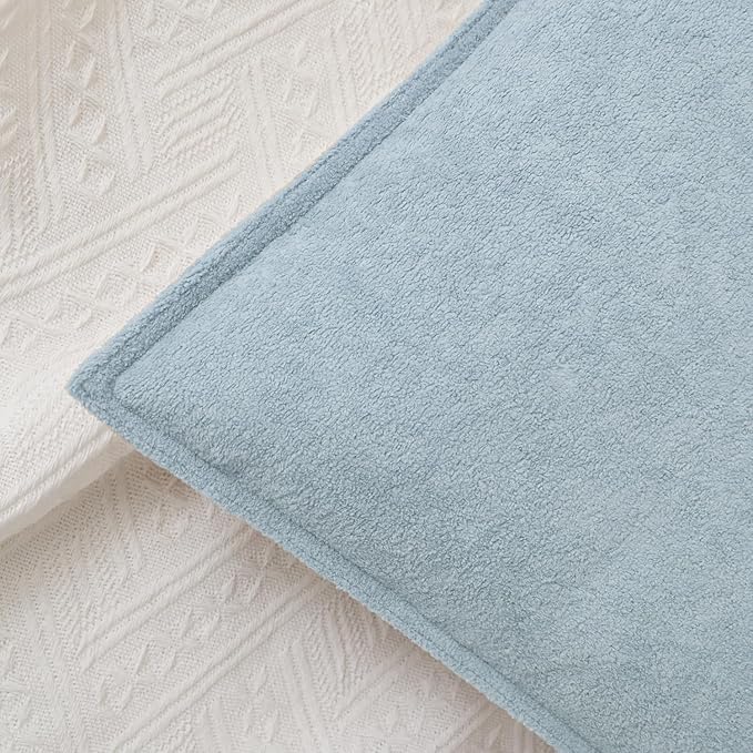 Kevin Textile Waterproof Decorative Pillow Covers Light Blue 20x20 Inch Pack of 2 Soft Boucle Textured Throw Pillowcases Elegant Accent Pillows for Couch Sofa Chair Bed Home Decor Indoor Outdoor