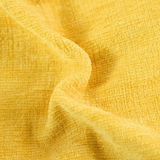 CaliTime Throw Pillow Covers Decorative 12 X 20 Inches Pack of 2 Cotton Thread Stitching Edges Solid Dyed Soft Chenille Cushion Cases for Couch Sofa Bed Living Room Farmhouse Mustard Yellow