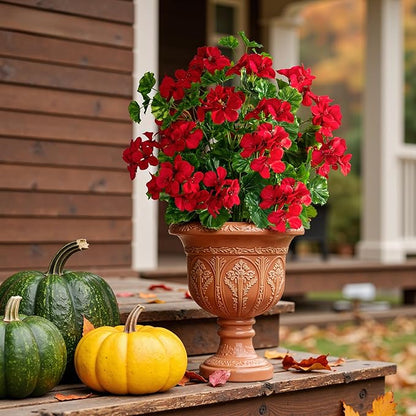 Artificial Flowers for Outdoors Artificial Geraniums for Indoor Fake Flowers 17.7In Uv Resistant Artificial Outdoor Flowers Suitable for Indoor Home Decoration Outdoor Garden Decor 4PCS,Red