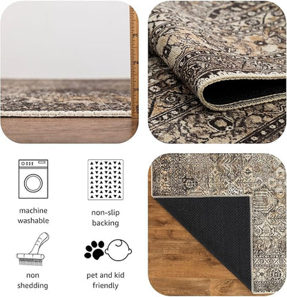 Keen Home Design 2x7 Rug - Machine Washable Runner Rug with Non-Slip Backing, Ideal for Hallway, Entryway, Kitchen, Laundry Room - Vintage, Easy Clean, Durable, Low Pile Rug - (2'6" x 7')