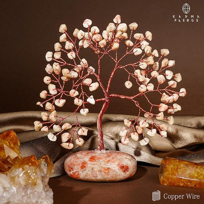 Sun Stone Crystal Tree of Life Office Decor Gifts for Women, Handmade Home Decoration Bonsai Feng Shui Trees for Positive Energy, Good Luck, Money, Meditation, Reiki Healing, Birthday Gifts