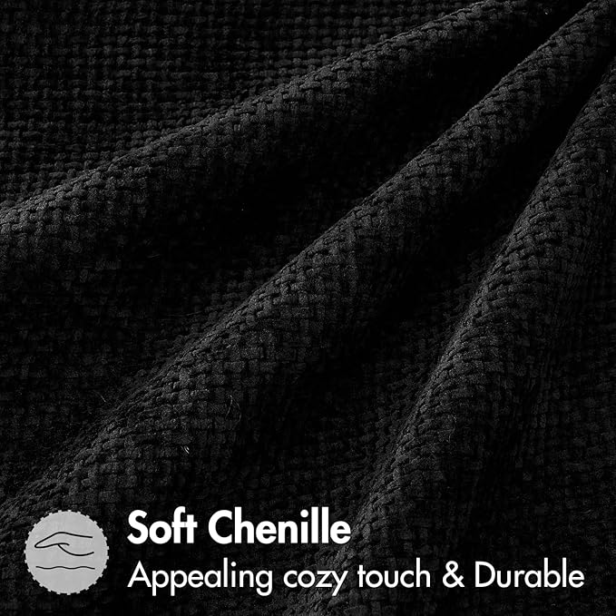 MIULEE Pack of 2 Couch Throw Pillow Covers 20x20 Inch Black Modern Boho Accent Decorative Pillow Covers Soft Chenille Farmhouse Cushion Covers for Home Decor Bed Sofa Living Room