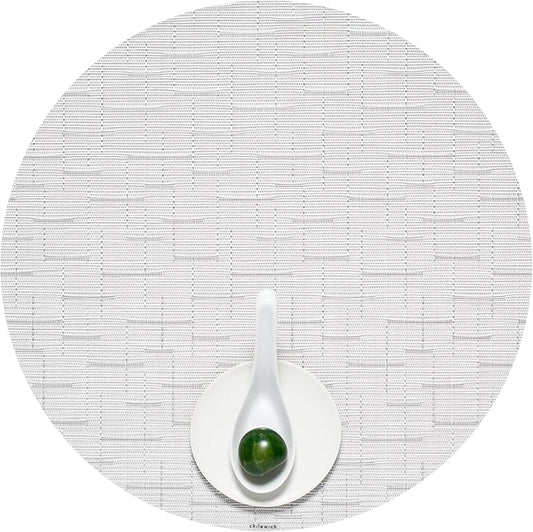 Chilewich Bamboo Placemats Set of 4 - Round Woven Placemats - Reusable, Stain-Resistant, Indoor/Outdoor Tabletop Protection - 15" - Moonlight