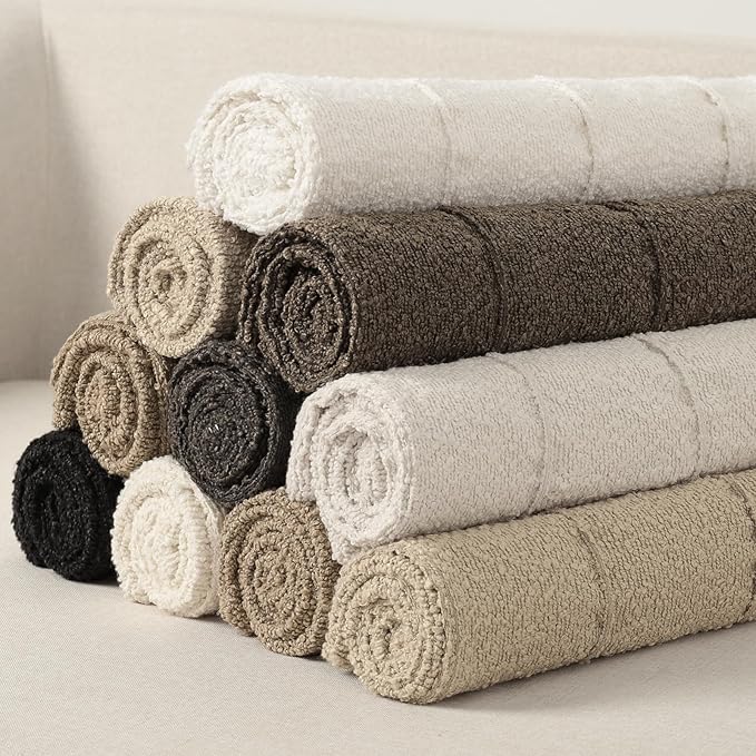 YCOLL Textured Boucle Throw Pillow Covers 20x20 Pack of 2 - Soft Neutral Striped Cushion Covers, Cozy Accent Decorative Pillow Covers for Couch, Sofa, Bed, Living Room (Cream)