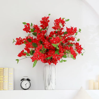 10PCS Bougainvillea Artificial Flowers 30" Silk Fake Bougainvillea Branches Faux Flowers Vines for Home，Garden，Wedding，Party，Indoor and Outdoor，Floral Arrangement and DIY Decor（red）