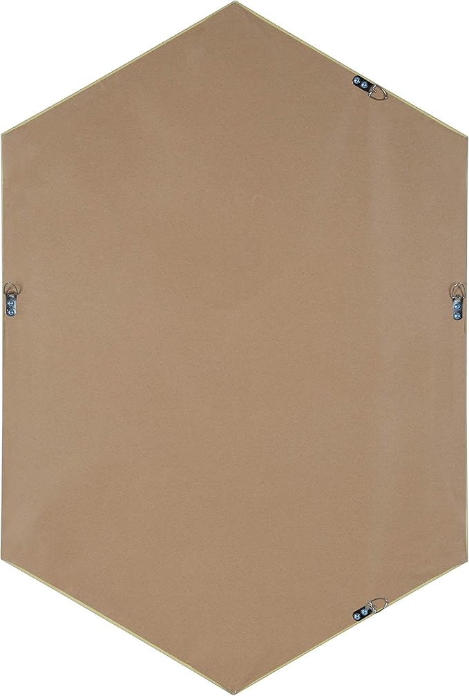Kate and Laurel Rhodes Hexagon Wall Mirror, 24.75 x 36.75-Inches, Walnut Brown