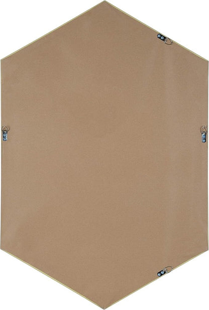 Kate and Laurel Rhodes Hexagon Wall Mirror, 24.75 x 36.75-Inches, Walnut Brown