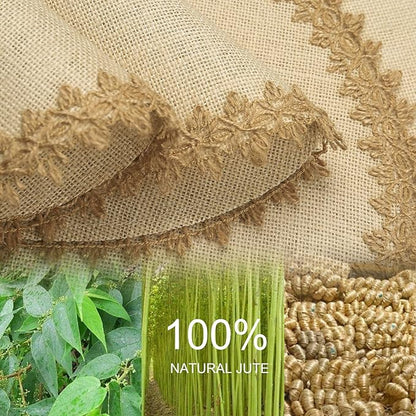 FunWheat Burlap Round Braided Placemats Set of 12 for Dining Tables 15 Inch Heat Resistant Jute Table Mats Farmhouse Woven Fabric Natural Place mats for Fall Decoration(Jute Lace)
