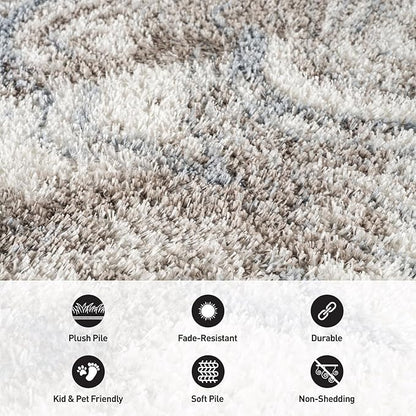 Rugshop Abstract Marble Shag Area Rug Blue 7' 10" x 10' Perfect for Large Living Rooms, Dining Areas, or Master Bedrooms