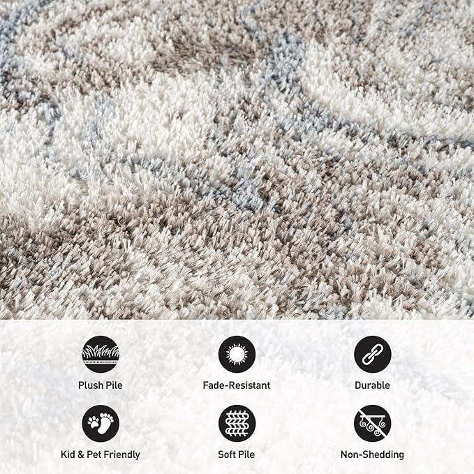 Rugshop Abstract Marble Shag Runner Rug Blue 2' 3" x 12' Great for Long Hallways, Open Entryways, or Galley Kitchens