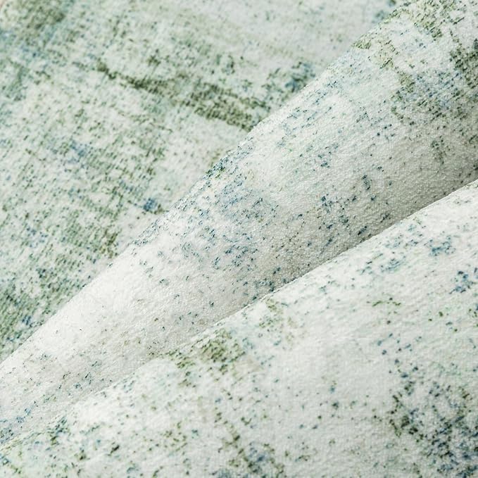 9x12 Washable Area Rug Sage Green Abstract Living Room Bedroom Carpet Neutral Modern Non-Slip Soft Low Pile Lightweight Vacuumable Large Throw Rug for Dining Room