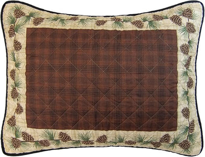 Donna Sharp Pine Circle Polyester Quilted Bedding Set - 3-Piece King Size Quilt Set - Includes 1 Quilt and 2 King Pillow Shams - Machine Washable - Traditional Design