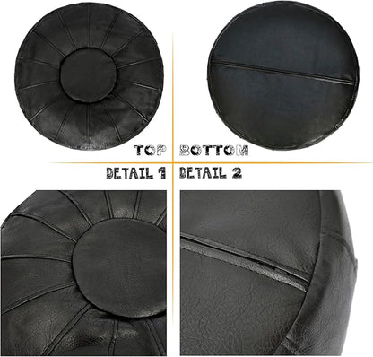 Thgonwid Unstuffed Moroccan Ottoman Pouf Cover, Ottoman Footstool Storage Solution, Bean Bag Chair, Foot Rest, Black