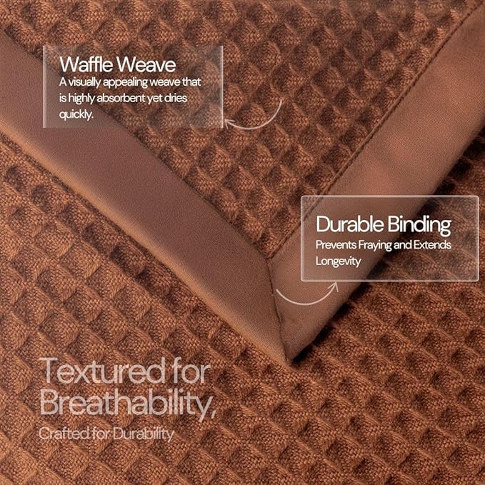 Salt Earth GOTS Certified 100% Organic Cotton Throw Blanket, 55"x60" Waffle Blankets & Throws for Bed, Throw Blanket for Couch, Cozy Christmas Blankets and Throws for Christmas Gifts (Potting Soil)