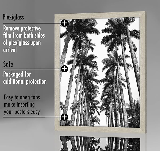 Americanflat 22x28 Poster Frame with Polished Plexiglass - Wide Picture Frames Made of Engineered Wood for Vertical or Horizontal Wall Display - Epic Collection - Grey