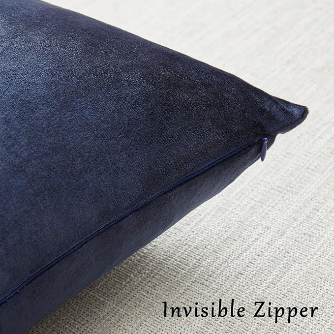 GIGIZAZA Navy Blue Velvet Pillow Covers 26x26,Square Solid Throw Pillow Covers Decorative Modern Pillows Big Vintage Cases for Couch Pack of 2