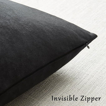 GIGIZAZA Black Velvet Pillow Covers 24x24,Decorative Square Throw Pillows Modern Covers Big Solid Living Room Pillow Cases for Couch Pack of 2