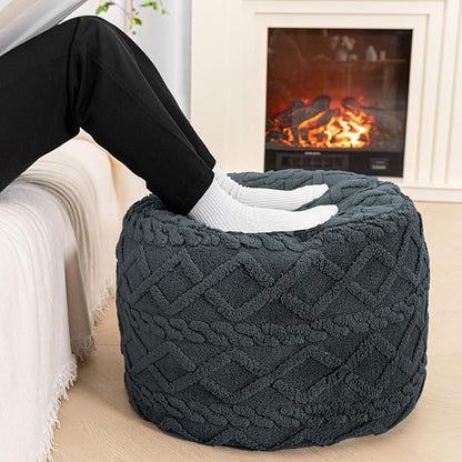 Pouf Ottoman Boho Poof Home Décor Floor Pouffe Handmade Circular Ottoman Footrest for Bedroom Foot Stool Poufs for Living Room 20x20x14 Inches