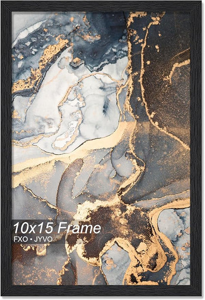 Engineered Wood 10x15 Picture Frame, Black Frame for 10 x 15 Inch Picture Poster Photo, Light Weight 10 by 15 Frame with Wood-grain for Wall - 1 Pack/Black/10 x15