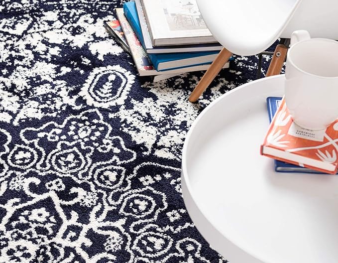Rugs.com Arlington Collection Rug – 3' x 5' Oval Navy Blue Medium-Pile Rug Perfect for Living Rooms, Large Dining Rooms, Open Floorplans