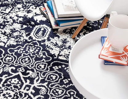 Rugs.com Arlington Collection Rug – 3' x 5' Oval Navy Blue Medium-Pile Rug Perfect for Living Rooms, Large Dining Rooms, Open Floorplans
